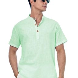 EdinWolf Men India Slim Fit Band Collar Solid Cotton Casual Shirt-picture-10