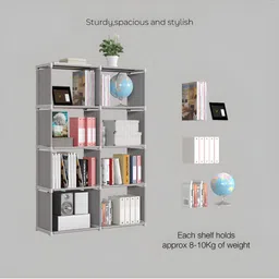 Decent Hut Grey 10 Shelves Storage BookShelf image 4