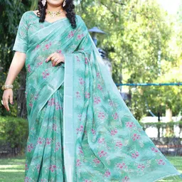 COLOURSOUL Floral Printed Zari Saree-image-89