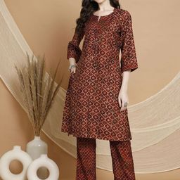 Nayam By Lakshita Women Ethnic Motifs Printed Regular Sequinned Kurta with Trousers-image-58
