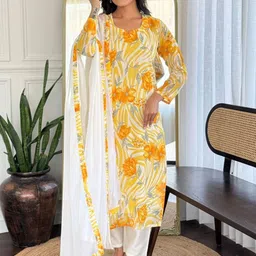TWINS LADY Women Floral Printed Kurta with Trousers & Dupatta-image-86