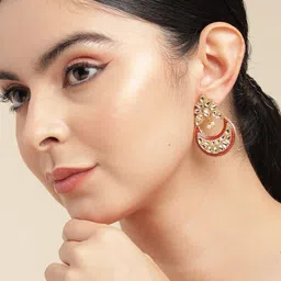 Anouk Gold-Plated Artificial Stones Studded And Beaded Crescent Shaped Chandbalis-52