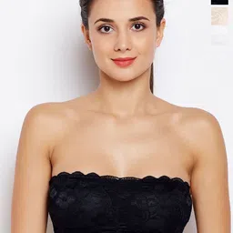 JMT Wear Floral Lace Half Coverage Non-Wired Removable Padding Bandeau Bra-57