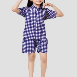 BAESD Girls Checked Pure Cotton Shirt With Shorts Clothing Set-image-47