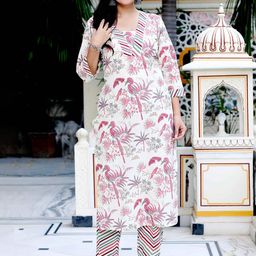 Doriyaan Women Floral Printed Regular Gotta Patti Pure Cotton Kurta with Palazzos-47