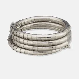 Sangria Silver- Plated & wrap around- layered textured fusion bangle-34