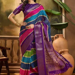Sangria Bandhani Printed Saree With Blouse Piece-picture-28