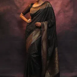 Aldwych Ethnic Motifs Woven Design Zari Banarasi Saree-13