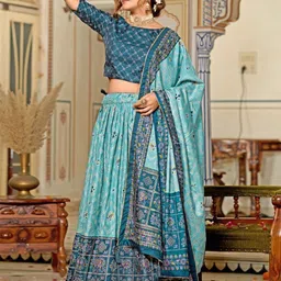 ZIBLON Printed Foil Print Ready to Wear Lehenga & Blouse With Dupatta-picture-9
