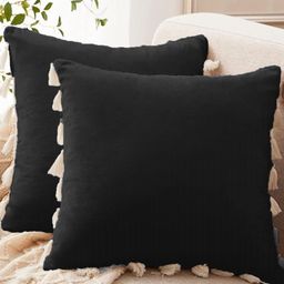 Cottonfry Black & White 2 Pieces Velvet Square Cushion Covers-image-54