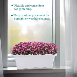 Kuber Industries 6Pcs White Rectangle Shaped Jupiter Window Planters image 2