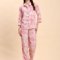 Noia Paisley Printed Shirt Collar Shirt With Trouser Co-Ords-image-24
