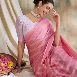 Sangria Striped Printed Saree With Blouse Piece-image-85