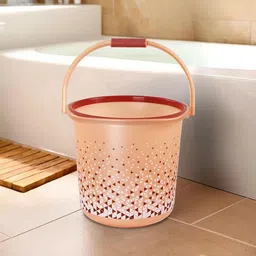 Kuber Industries Brown & Orange-Coloured Multi Purpose Bucket With Handle- 24 ltr-39