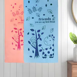 Myntra Elegant Homes Peach-Coloured & Blue 2 Printed Cotton 300 GSM Bath Towel-15