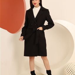 CHKOKKO Women Single Breasted Notched Lapel Collar Winter Wear Overcoat-picture-10