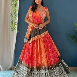 MISS CLOTHING Embroidered Sequinned Unstitched Lehenga & Blouse With Dupatta-picture-35