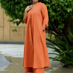 Pink Potli Rust Cotton Blend Solid Kurta Sets-5