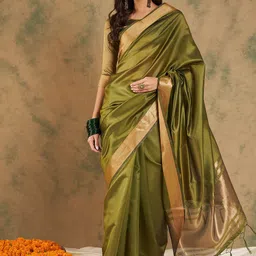 Blissta Woven Design Zari Organza Kanjeevaram Saree-image-16