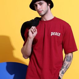TOXA Men Graphic Printed Round Neck Cotton Oversized T-shirt-image-96