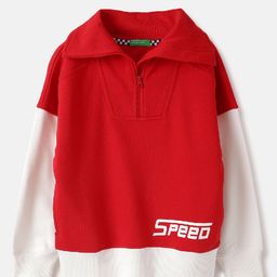 United Colors of Benetton Boys Typography Printed Mock Collar Sweatshirt-image-68
