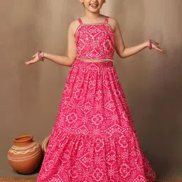 Sangria Girls Bandhani Printed Sleeveless Lehenga Choli-picture-45
