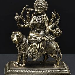Exotic India Gold-Toned Eight Armed Goddess Durga Religious Idol Showpiece-image-56