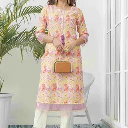 Sangria Floral Printed Round Neck Straight Kurta-picture-52