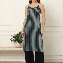 AMOUS Women Striped Festive Cotton Straight Kurta-picture-52