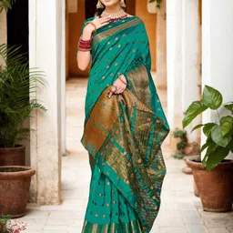 Anouk Rustic Woven Design Zari Taant Saree image 5