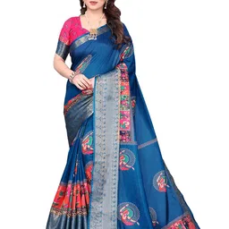 MAGNEITTA Kalamkari Zari Silk Blend Designer Saree-picture-30