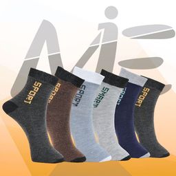 MJE Pack Of 6 Patterned Cotton Ankle Length Socks-picture-38