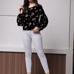 OOMPH! FACTOR Women Floral Printed Puff Sleeve Top-image-98