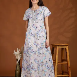 9shines Label Printed Maxi Nightdress-image-71
