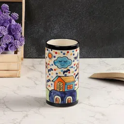 CLIO'S HERITAGE STORE White & Blue Handpainted Ceramic Flower Vase-image-24