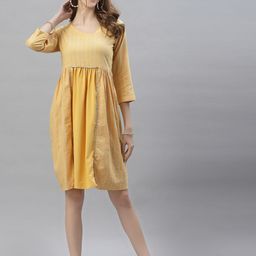 KALINI Women Self Design Printed Sequined Fit and Flare Dress-image-18