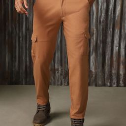 High Star Men Relaxed Straight Fit Easy Wash Cargos Trousers-image-34
