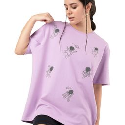RHINO CULT Women Printed Raw Edge T-shirt-image-70