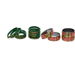 SOMIL Set Of 12 Green & Multicolor Artificial Stones & Beads Bangles-picture-28
