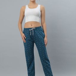 BLUWEEA Printed Cotton Mid Rise Lounge Pants-image-71