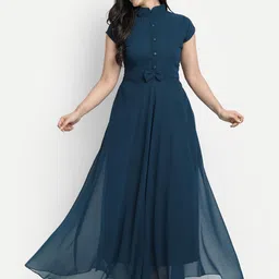 Jash Creation Applique Georgette Fit & Flare Maxi Dress-picture-10
