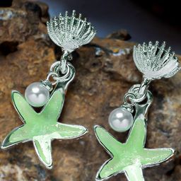 Estailo fashion Artficial Beaded Star Shaped Drop Earrings-image-83