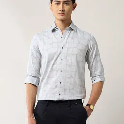 Arrow New York Slim Fit Geometric Printed Pure Cotton Formal Shirt-picture-10