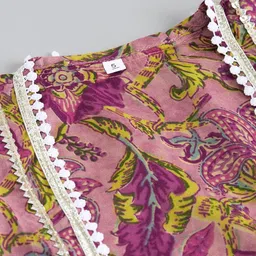 Hopscotch Girls Lace Adorn Chevron Top With Sharara & Jacket-picture-0