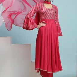 Khushal K Women Printed Regular Kurta with Palazzos & With Dupatta-7