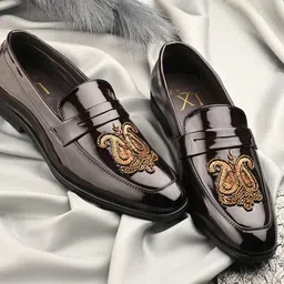 DODA Patent Leather Printed Formal Loafers-picture-8