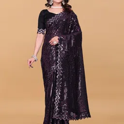 Hesika Embellished Sequinned Pure Georgette Saree-picture-10