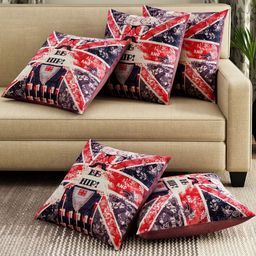 Myntra Elegant Homes Blue Set Of 5 Geometric Velvet Square Cushion Covers-picture-13