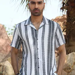 KRAFT INDIA Standard Multi Striped Cuban Collar Shirt-image-62