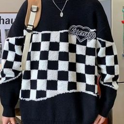 StyleCast Men Checked Monochrome Ribbed Pullover-image-69